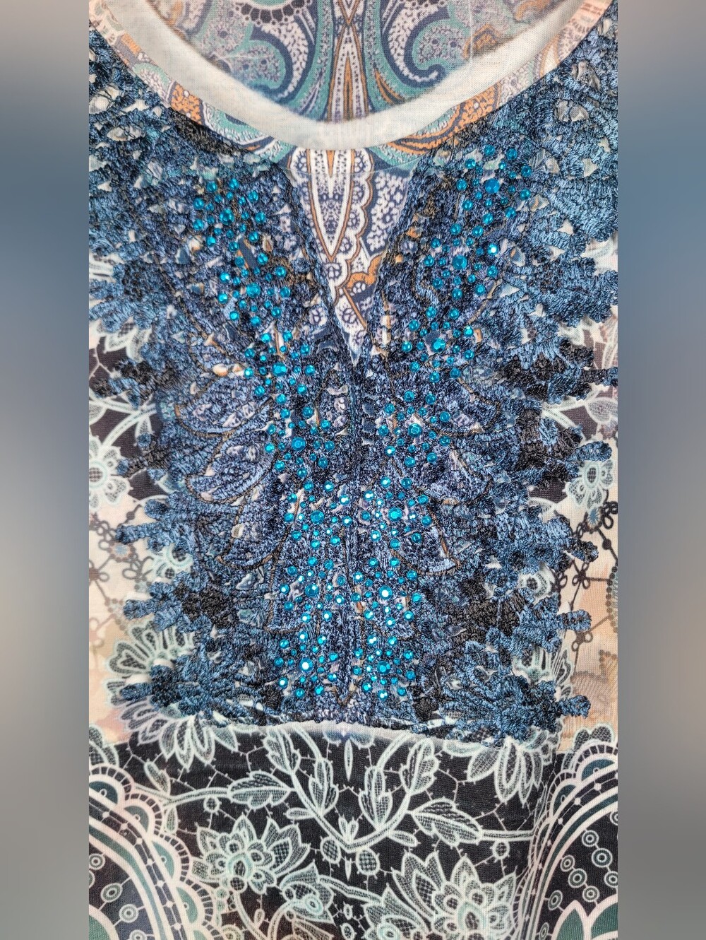 One World Live And Let Live Women's Pastel Paisley Scoop Neck Tunic Boho Y2K - Picture 13 of 16